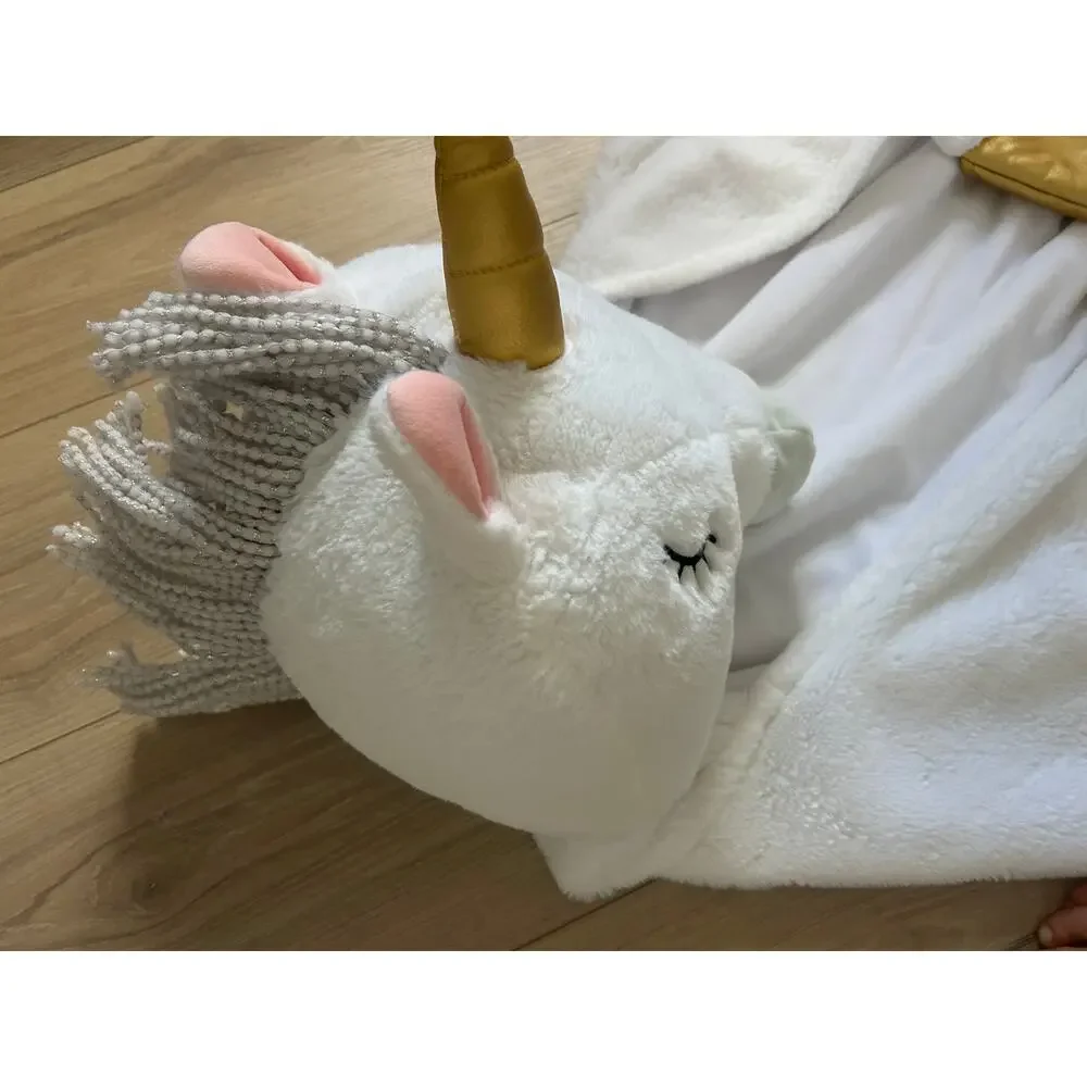 Pillow Fort Plush Unicorn Wearable Blanket with Gold Accents